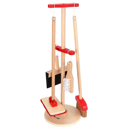 Lelin 11PC Toy Cleaning Kit with Broom Mop Dustpan Brush & Stand For Pretend Play