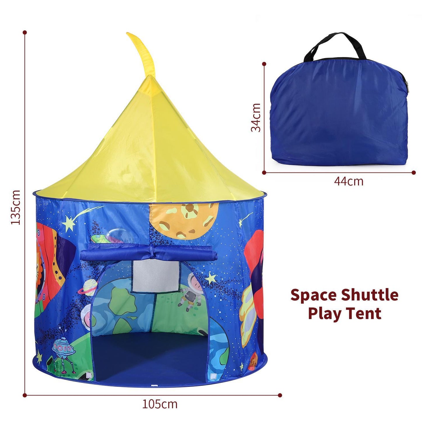 SOKA Space Play Tent Portable Foldable Blue & Yellow Pop Up Garden Playhouse Tent