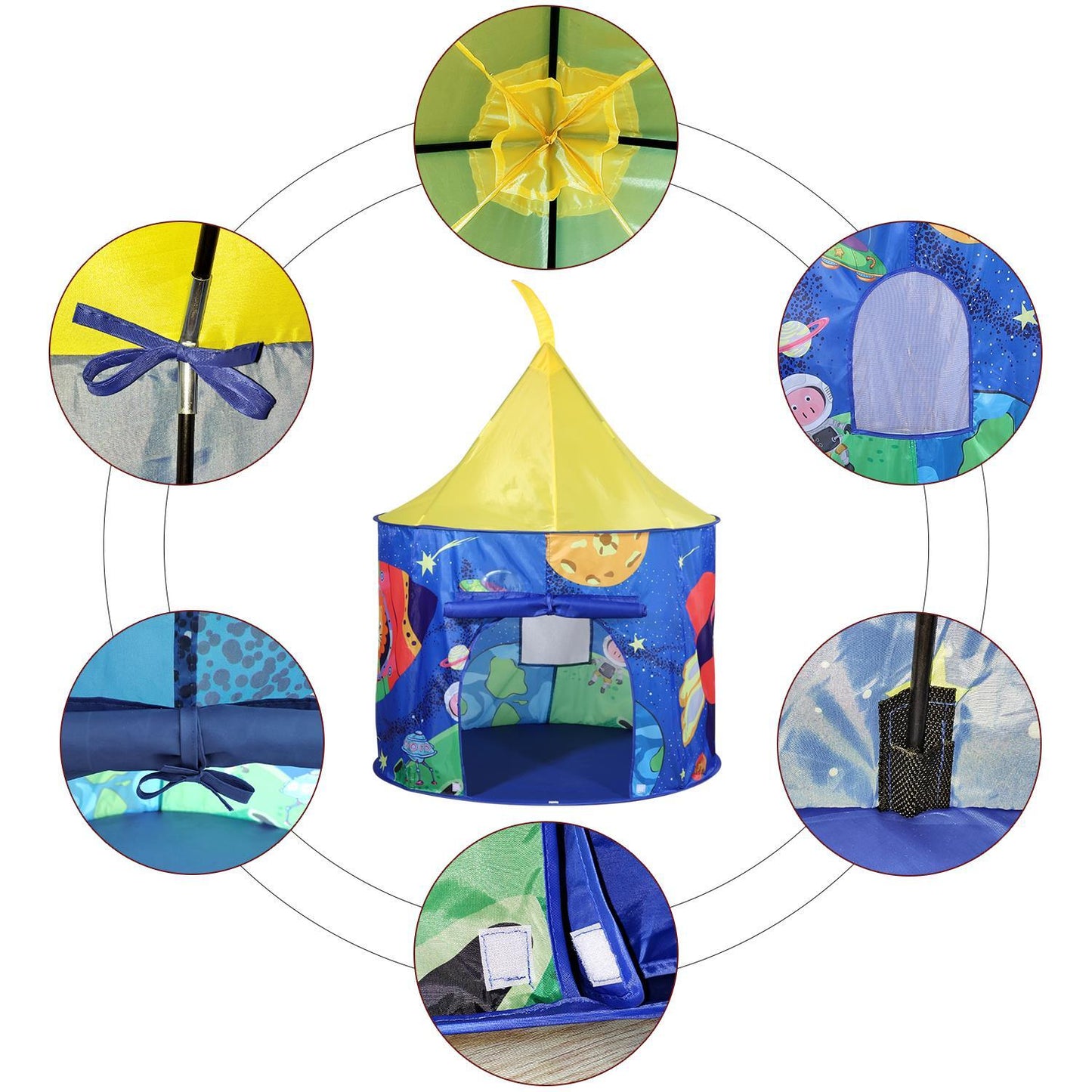 SOKA Space Play Tent Portable Foldable Blue & Yellow Pop Up Garden Playhouse Tent