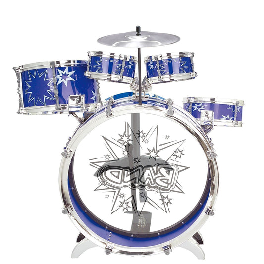 Soka Big Band Children's Rockstar Drums & Cymbal Kit With Stool- BLUE