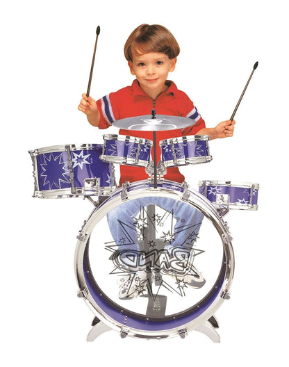Soka Big Band Children's Rockstar Drums & Cymbal Kit With Stool- BLUE