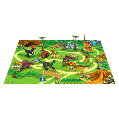 SOKA Dinosaur Jurassic Toy Figure Set with Activity Play Mat & Trees for kids