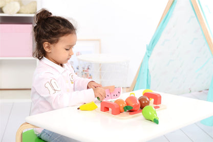Lelin Wooden Cutting Fruit Play Set Childrens Food Pretend Play For Ages 3yrs+