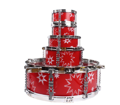 Soka Big Band Children's Rockstar Drums & Cymbal Kit With Stool- RED