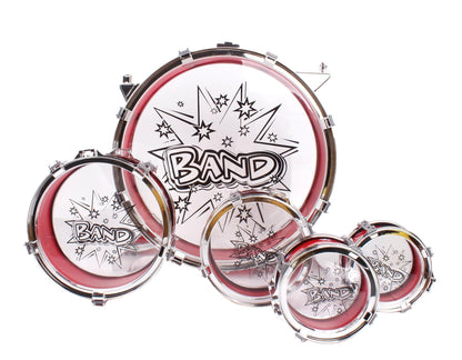 Soka Big Band Children's Rockstar Drums & Cymbal Kit With Stool- RED