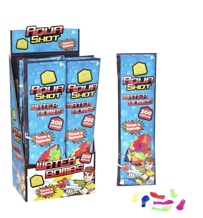Aqua Shot Waterbomb Balloons Includes Nozzle Party Bag Fillers Toys Outdoor Garden