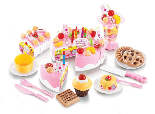 SOKA 75pc Birthday Cream Cake Kids Childrens Pretend Play Party Cake Set
