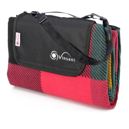 170 x 130cm Folding Picnic Blanket Waterproof & Sandproof Backing Mat & Carry Handle