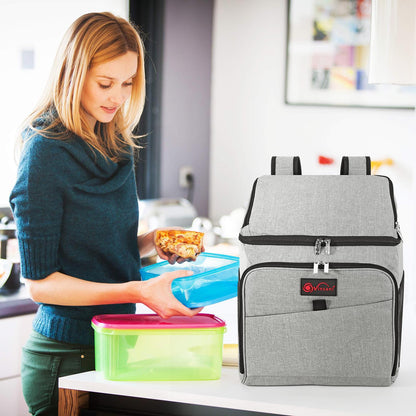 26Lt Grey Backpack Cooler Multi Pocketed Picnic Insulated Bag