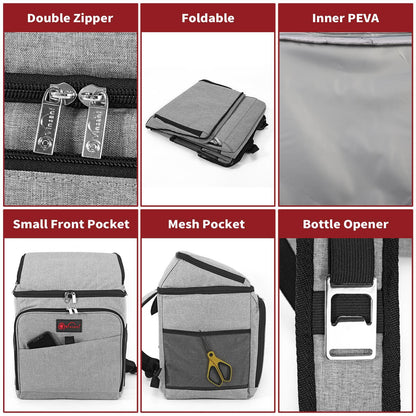 26Lt Grey Backpack Cooler Multi Pocketed Picnic Insulated Bag