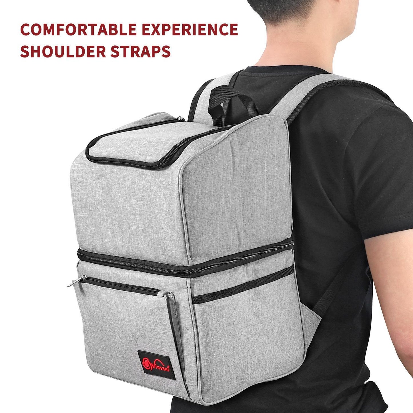 18Lt Grey Backpack Cooler Multi Pocketed Picnic Insulated Bag