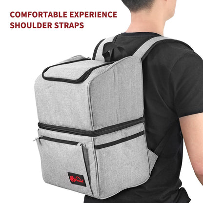 18Lt Grey Backpack Cooler Multi Pocketed Picnic Insulated Bag