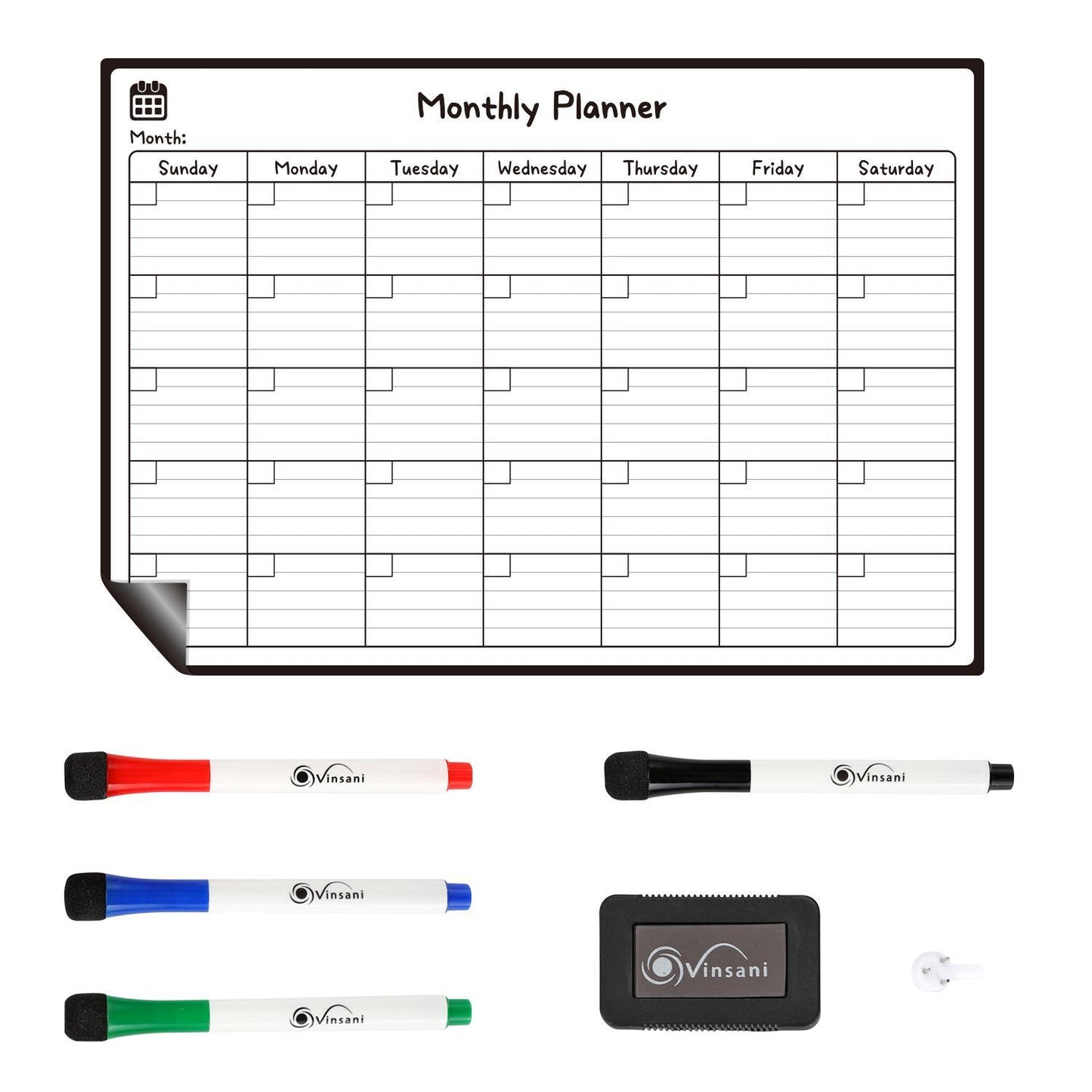 Monthly Magnetic Memo Notes Whiteboard for Home Office Task - A3