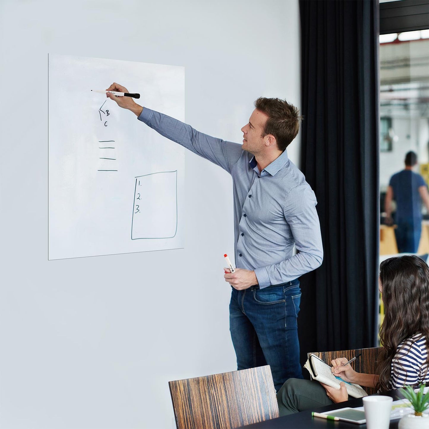 Magnetic Whiteboard  60 x 90 cm Notes, Lists, Memos, Menus Use 4 Magnetic Dry Wipe Pens & Magnetic Eraser