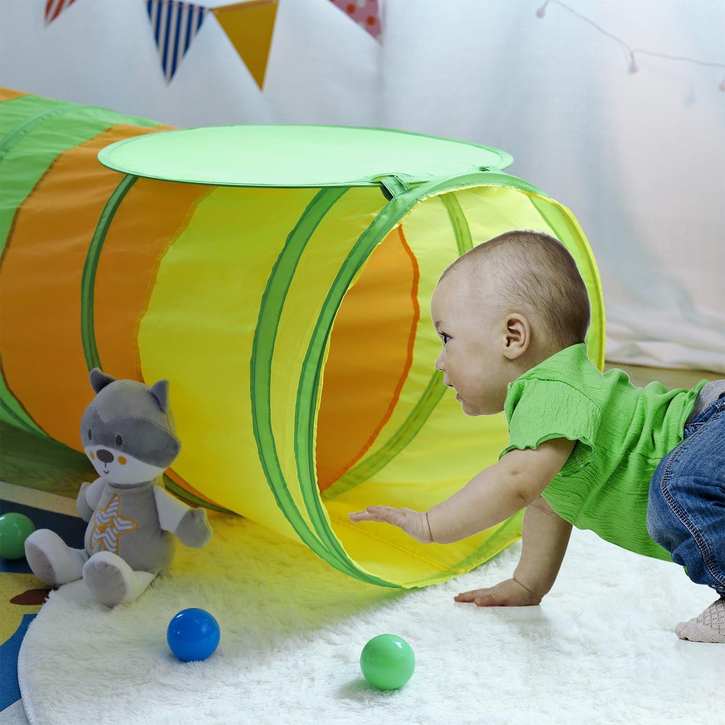 SOKA Play Tunnel Pop Up Indoor Outdoor Garden Play Tent for Kids Children - Green