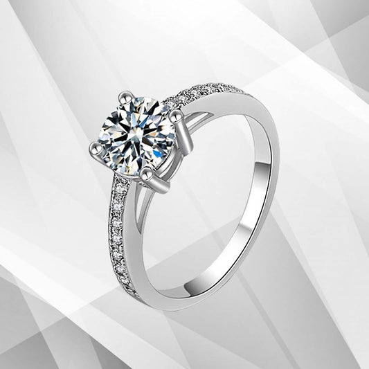 2.50Ct Round Cut CZ Diamond Solitaire Bridal Engagement Ring 9Ct White Gold Over
