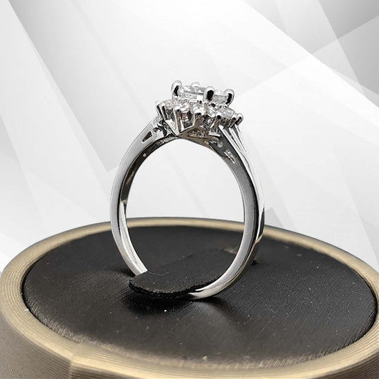 1.8Ct Round-Cut Diamond Cushion Halo Bridal Engagement Ring 18K White Gold Over