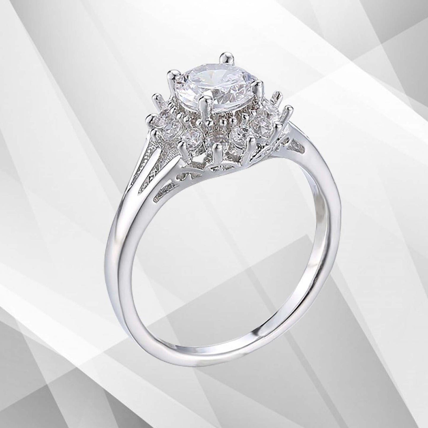 1.8Ct Round-Cut Diamond Cushion Halo Bridal Engagement Ring 18K White Gold Over