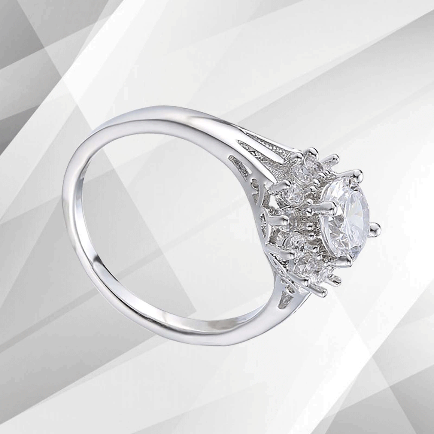 1.8Ct Round-Cut Diamond Cushion Halo Bridal Engagement Ring 18K White Gold Over