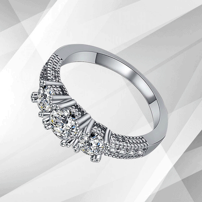 1.8Ct Round-Cut Diamonds Three Stones Bridal Engagement Ring 18K White Gold Over