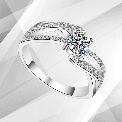 2.0Ct Round-Cut 41 Diamonds Solitaire Bridal Engagement Ring 18K White Gold Over
