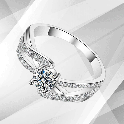 2.0Ct Round-Cut 41 Diamonds Solitaire Bridal Engagement Ring 18K White Gold Over