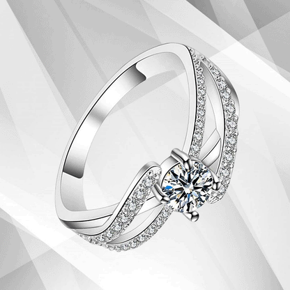 2.0Ct Round-Cut 41 Diamonds Solitaire Bridal Engagement Ring 18K White Gold Over