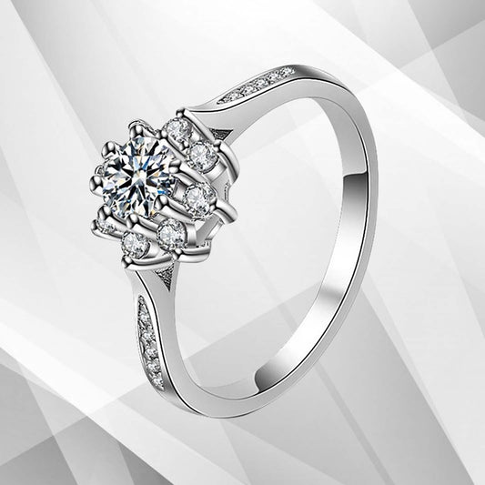 1.8Ct Round-Cut 19 CZ Diamonds Halo Women Engagement Ring 14Ct White Gold Over