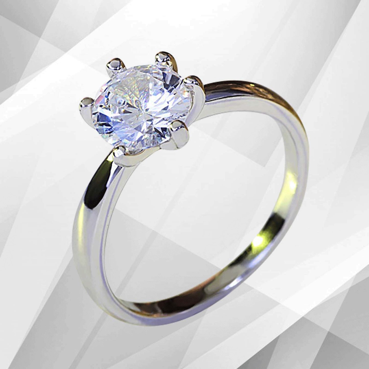 2.0Ct Round-Cut Diamond Solitaire Bridal Engagement Ring 18Ct White Gold Over