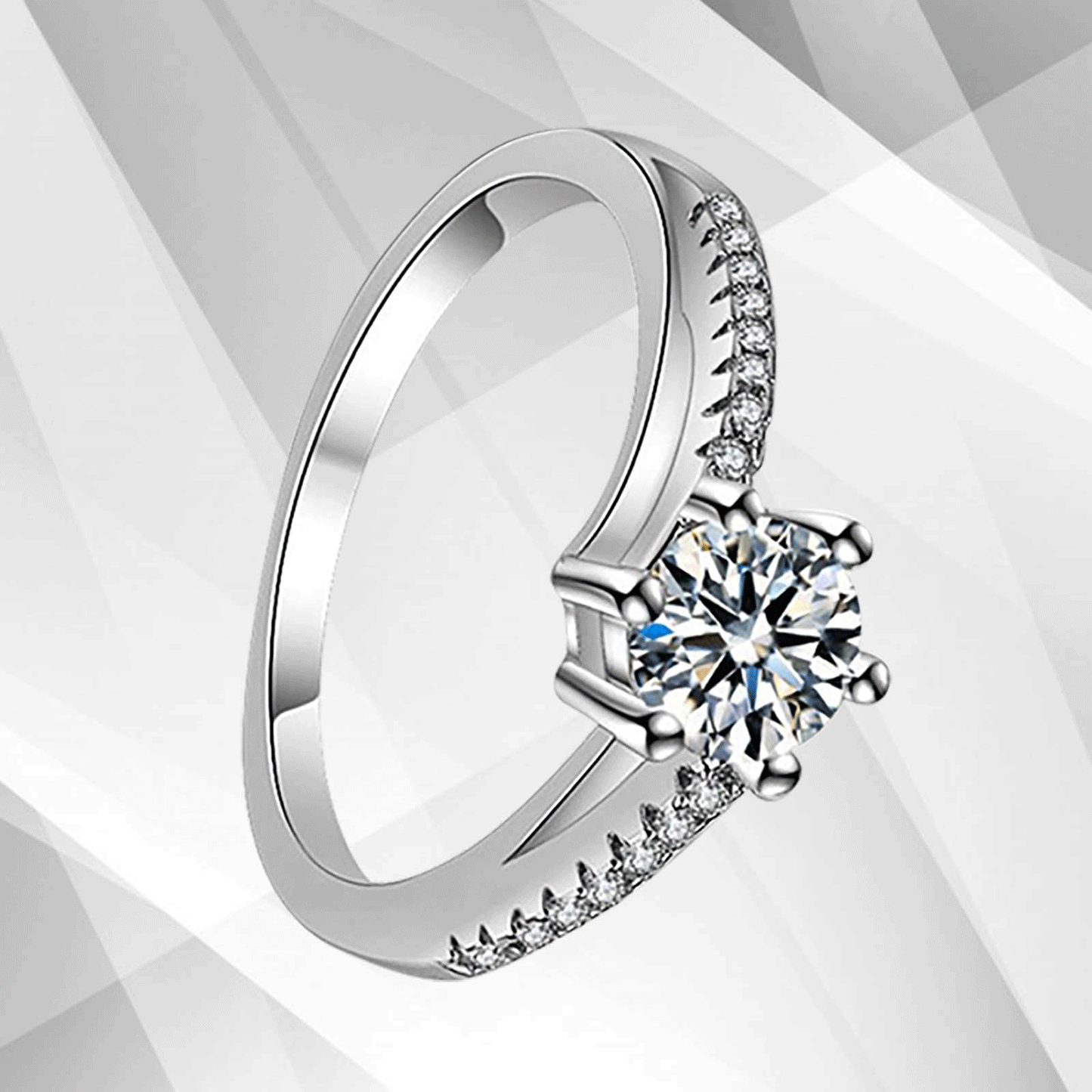 1.80Ct Round-Cut 15 Diamonds Solitaire Girls Engagement Ring 18K White Gold Over