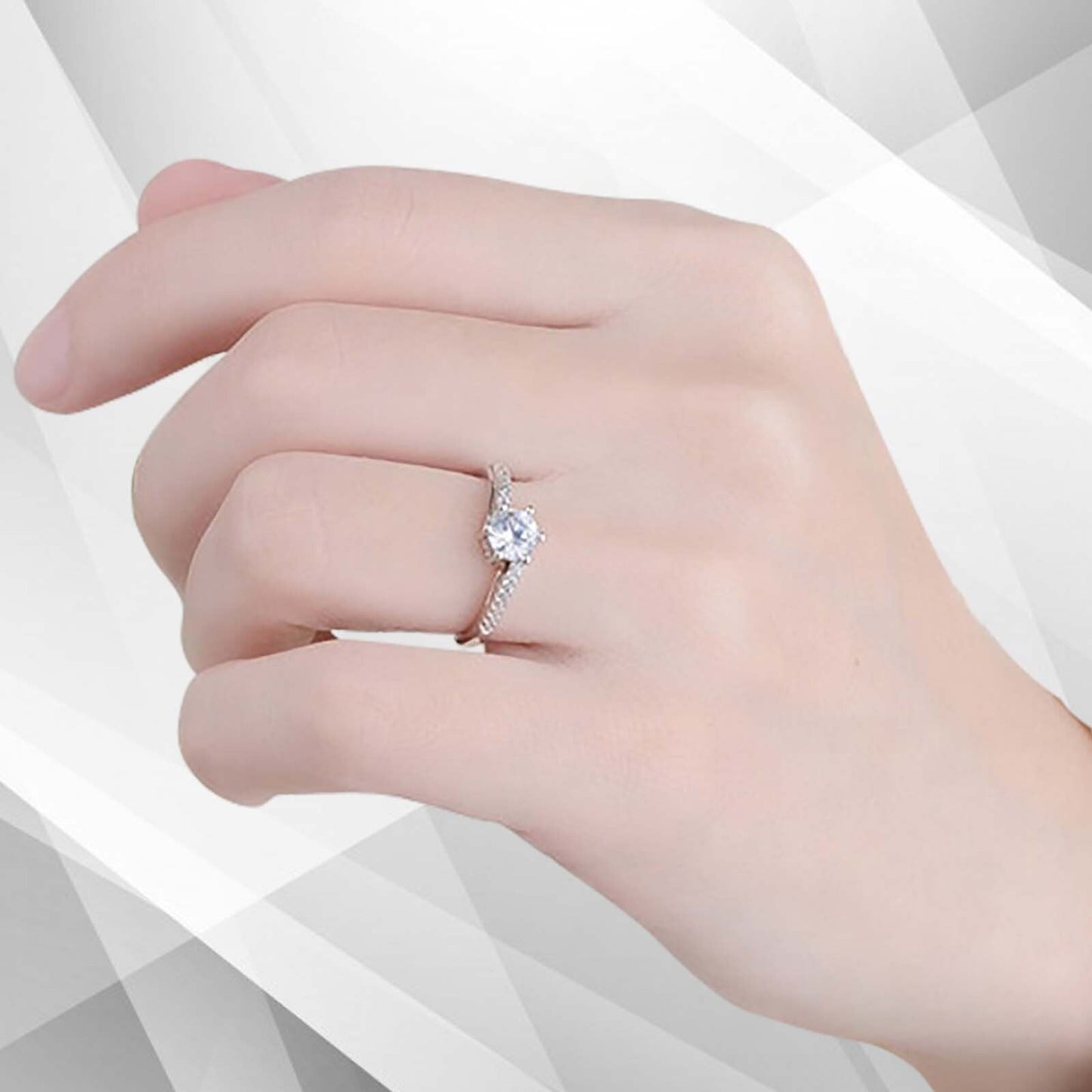 1.80Ct Round-Cut 15 Diamonds Solitaire Girls Engagement Ring 18K White Gold Over