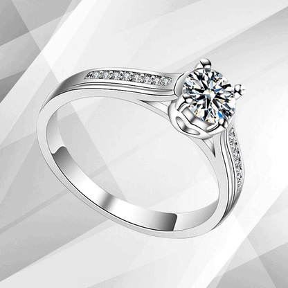 1.80Ct Round-Cut 17 Diamonds Solitaire Girls Engagement Ring 18K White Gold Over