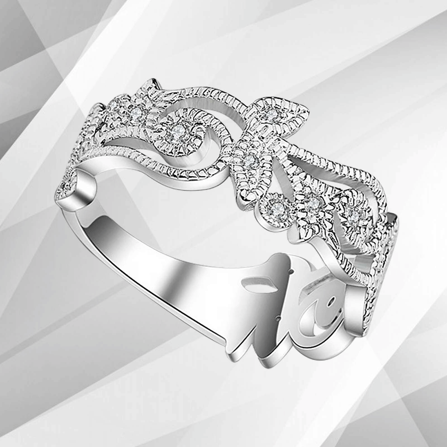 0.35Ct 19 Diamonds Designer Sparkling Bridal Engagement Ring 18K White Gold Over