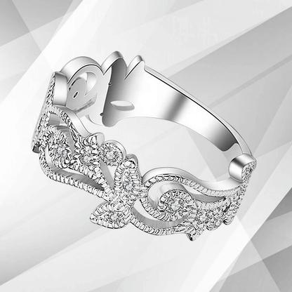 0.35Ct 19 Diamonds Designer Sparkling Bridal Engagement Ring 18K White Gold Over