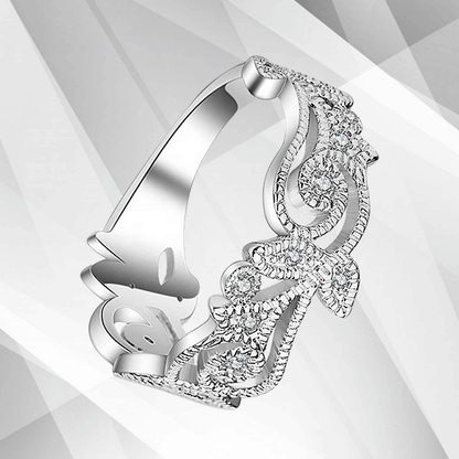 0.35Ct 19 Diamonds Designer Sparkling Bridal Engagement Ring 18K White Gold Over