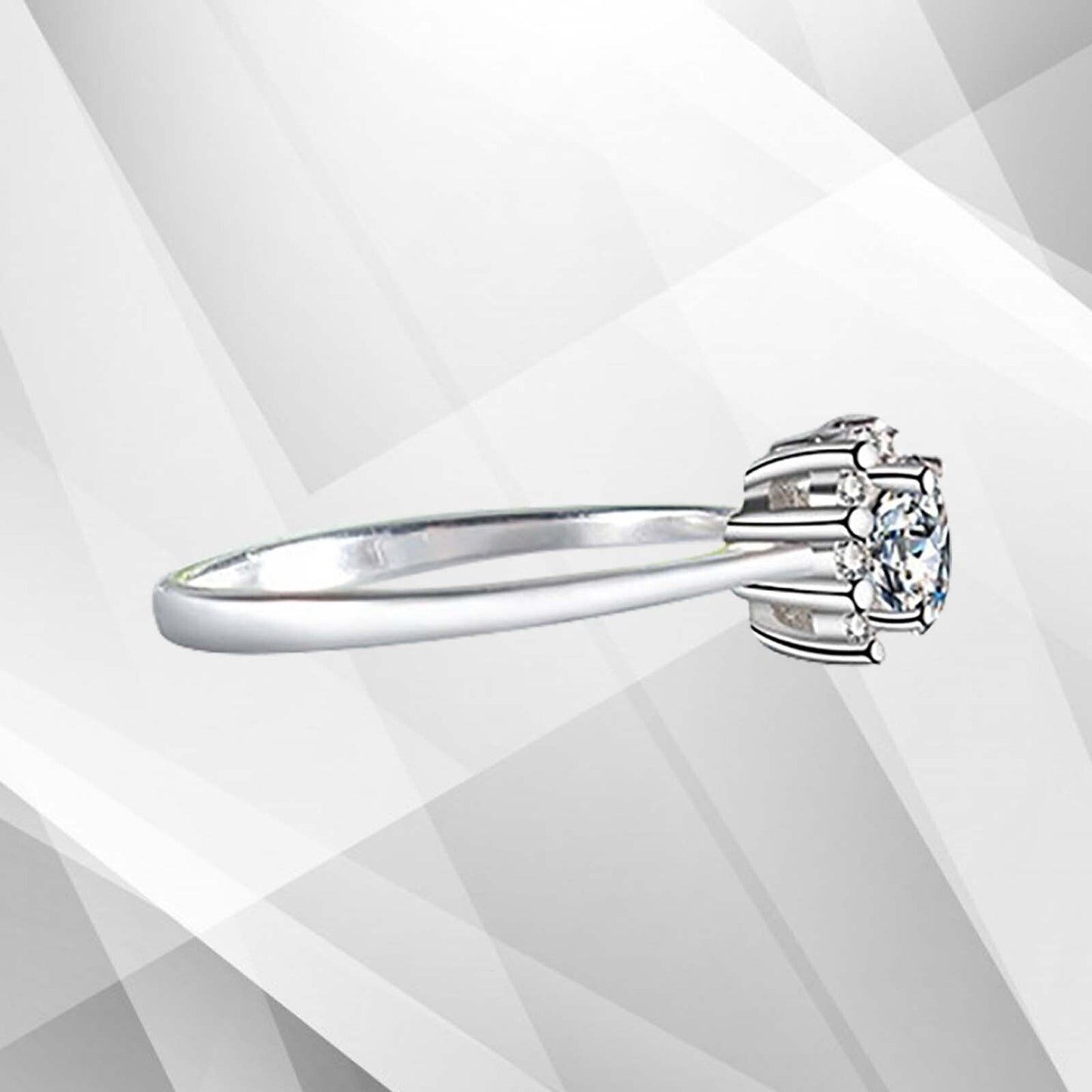 1.8Ct Round-Cut 11 CZ Diamonds Halo Bridal Engagement Ring 9Ct White Gold Over