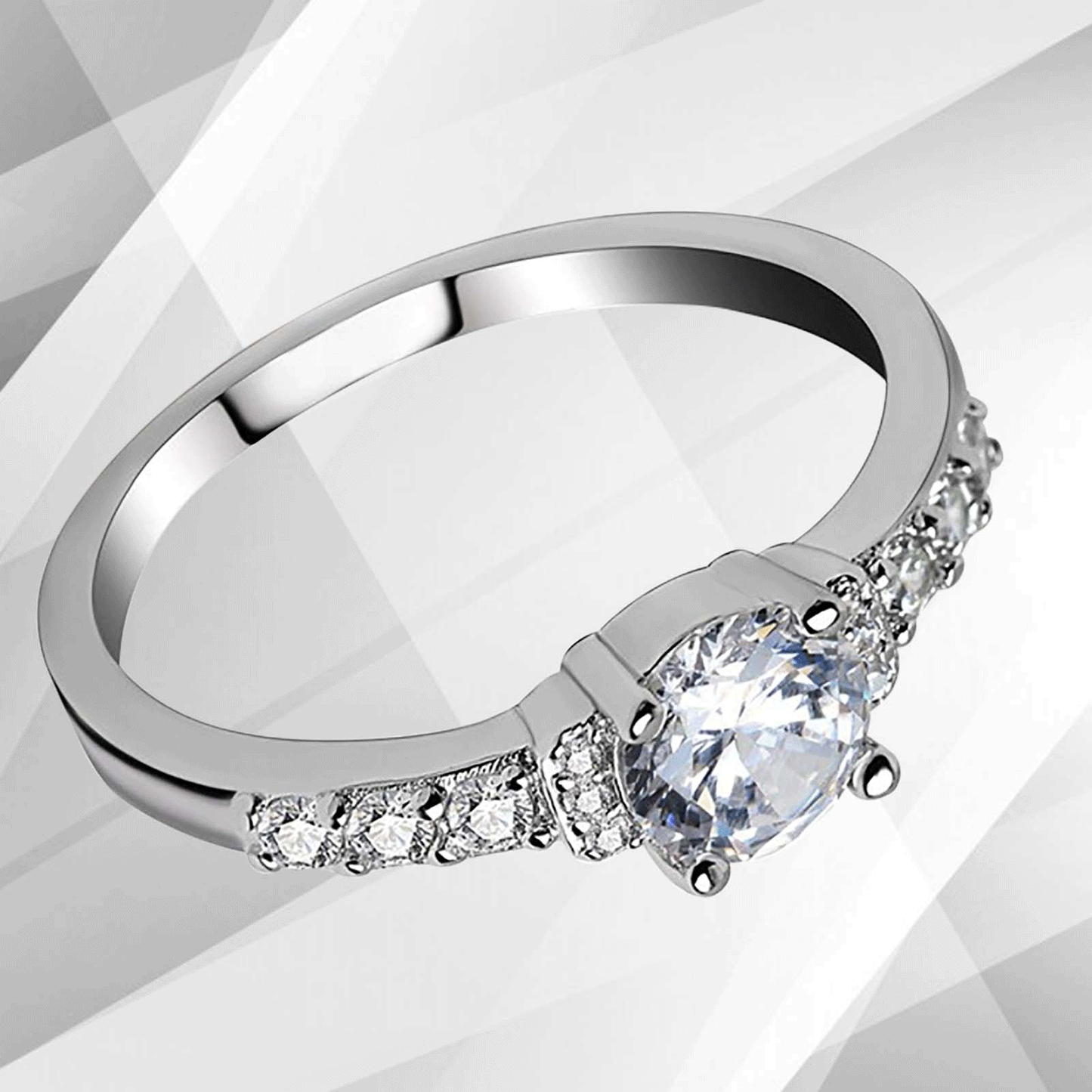 1.8Ct Round-Cut CZ Diamond Solitaire Bridal Engagement Ring 18Ct White Gold Over