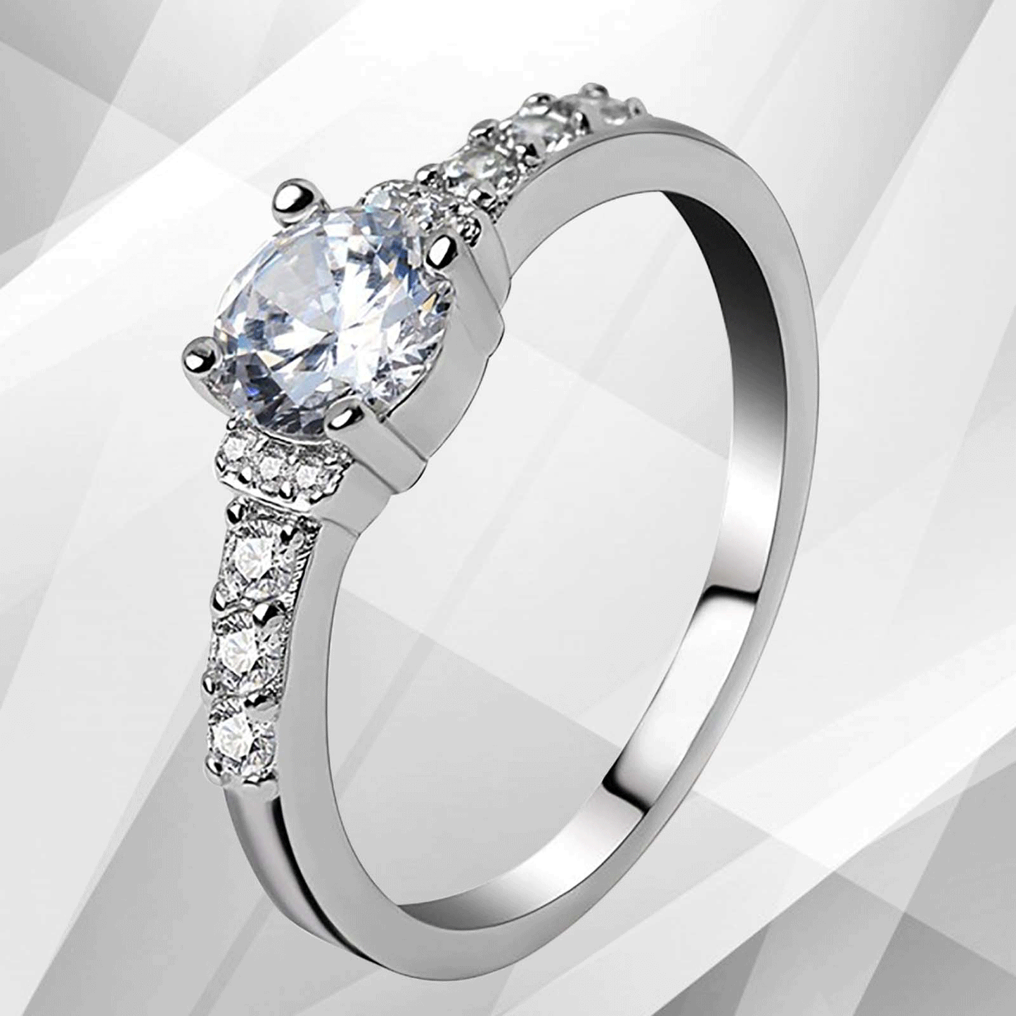 1.8Ct Round-Cut CZ Diamond Solitaire Bridal Engagement Ring 18Ct White Gold Over