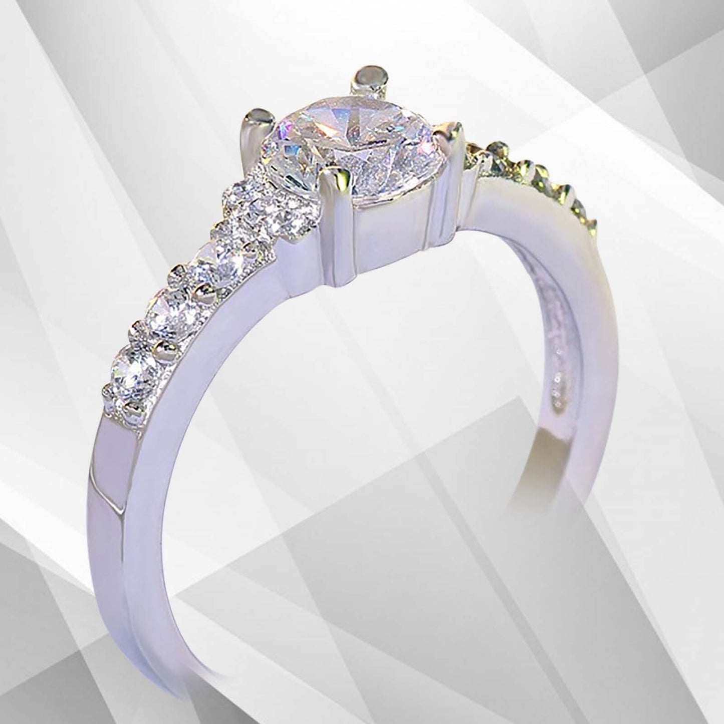 1.8Ct Round-Cut CZ Diamond Solitaire Bridal Engagement Ring 18Ct White Gold Over