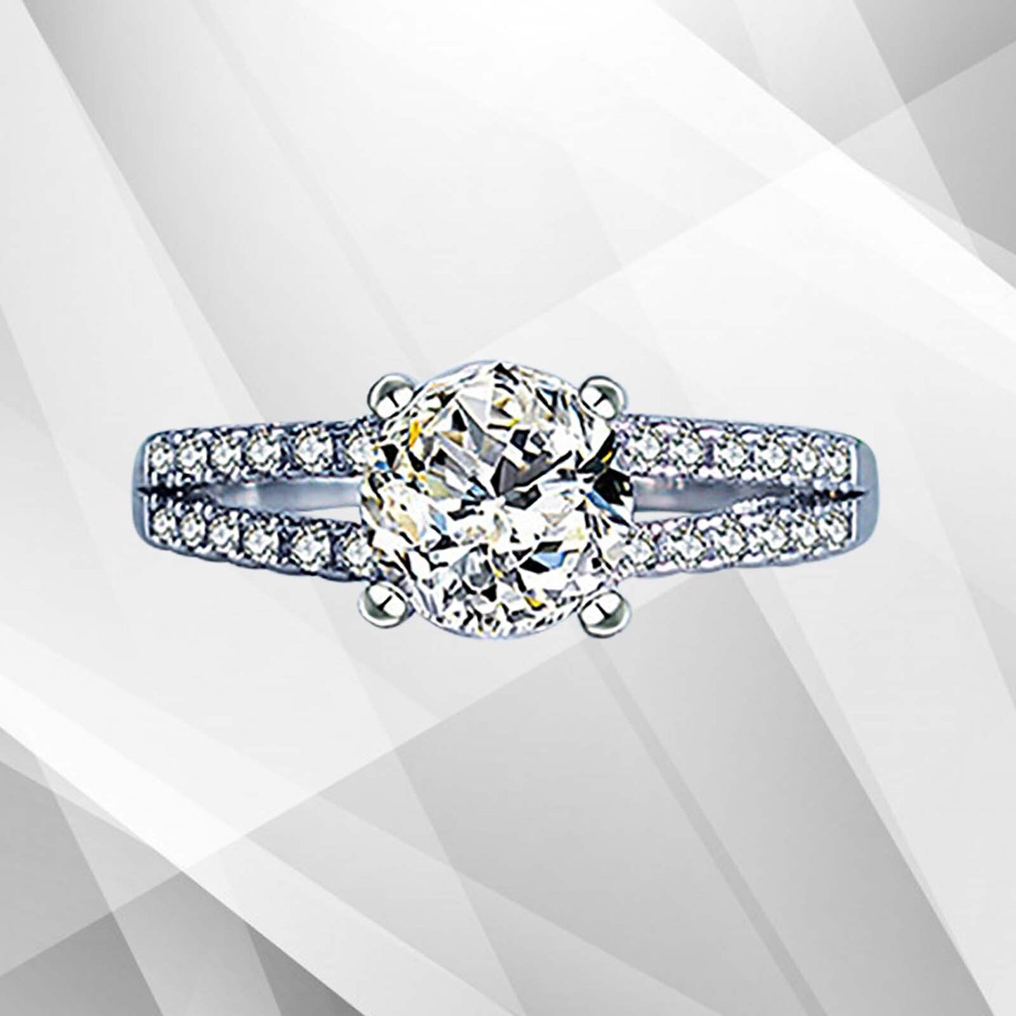 2.00Ct Round-Cut Diamond Solitaire Bridal Engagement Ring 18Ct White Gold Over