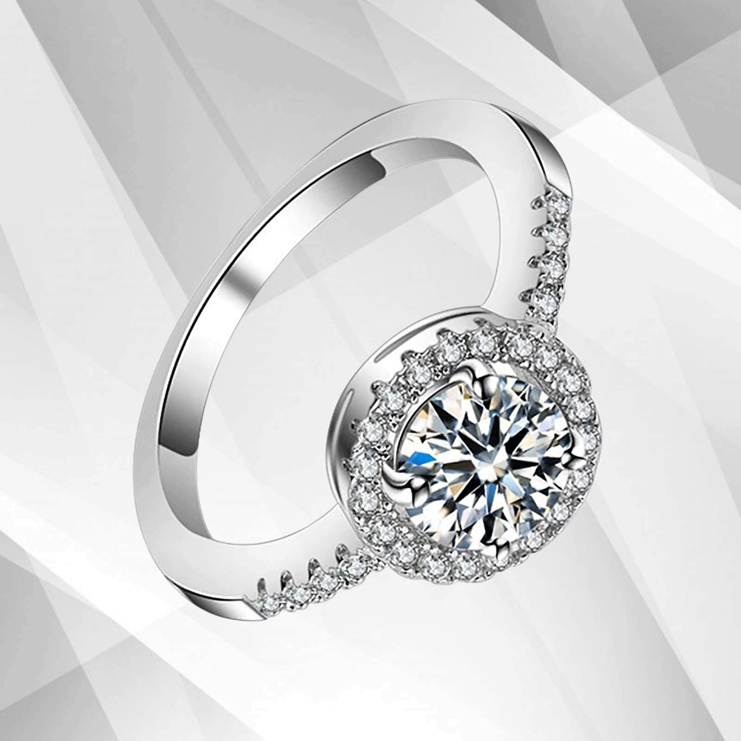 2.88Ct Large CZ Diamond Cushion Halo Bridal Engagement Ring 18Ct White Gold Over