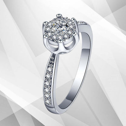 1.68Ct Round-Cut 26 CZ Diamonds Halo Bridal Engagement Ring 18Ct White Gold Over