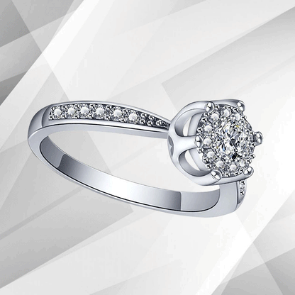 1.68Ct Round-Cut 26 CZ Diamonds Halo Bridal Engagement Ring 18Ct White Gold Over