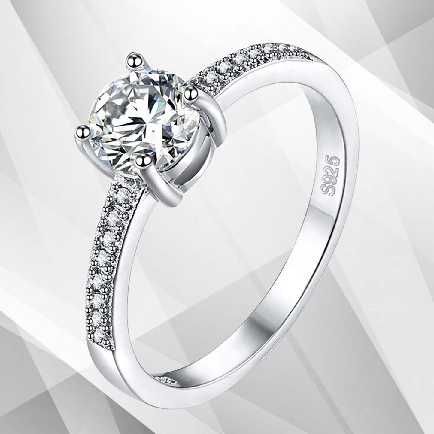 2.0Ct Round-Cut CZ Diamond Solitaire Bridal Engagement Ring 18Ct White Gold Over