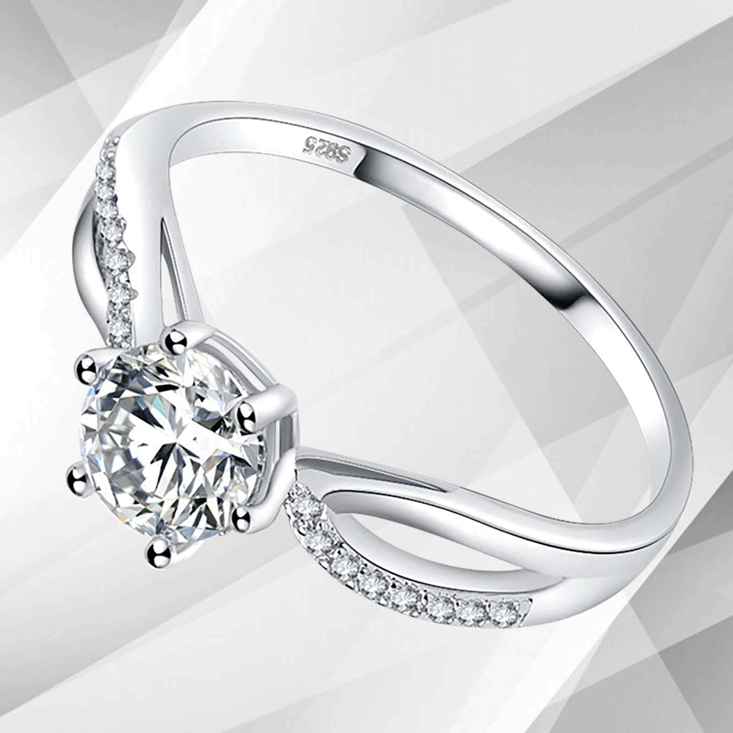 2.0Ct Round-Cut CZ Diamond Solitaire Bridal Engagement Ring 18Ct White Gold Over