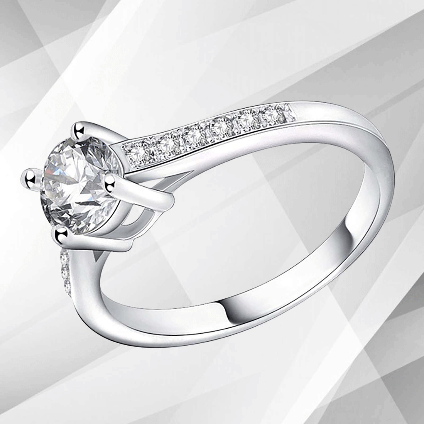 2.0Ct Round-Cut CZ Diamond Solitaire Girls Engagement Ring 18Ct White Gold Over