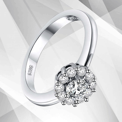 1.7Ct Round-Cut 11 CZ Diamonds Halo Bridal Engagement Ring 18K White Gold Over