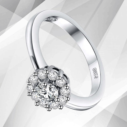 1.7Ct Round-Cut 11 CZ Diamonds Halo Bridal Engagement Ring 18K White Gold Over