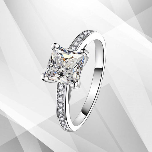 3.2Ct Princess-Cut Diamond Solitaire Bridal Engagement Ring 18Ct White Gold Over