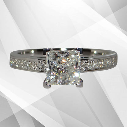 3.2Ct Princess-Cut Diamond Solitaire Bridal Engagement Ring 18Ct White Gold Over